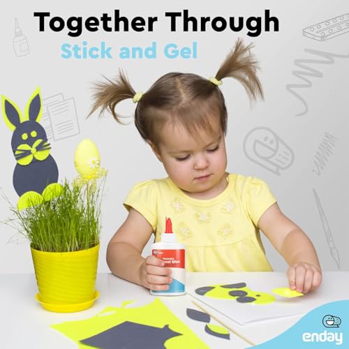 Enday White School Glue 4 oz (48 Pack) – Glue for Crafts, Washable Liquid White Glue, White Glue Craft Adhesive, Glue White Bottles, Non-Toxic Bulk Glue for Kids, Slime & Arts