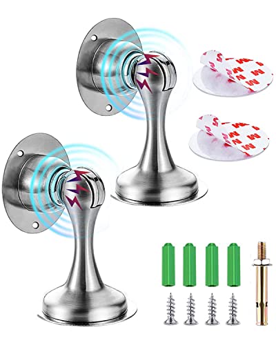 Magnetic Door Stop Stainless Steel ZUONAI 2 Pack Magnetic Door Stopper Heavy Duty Magnetic Door Holder Sticking Outdoor Magnetic Floor Door Stop Strong Magnet Door Stoppers for Walls and Floor