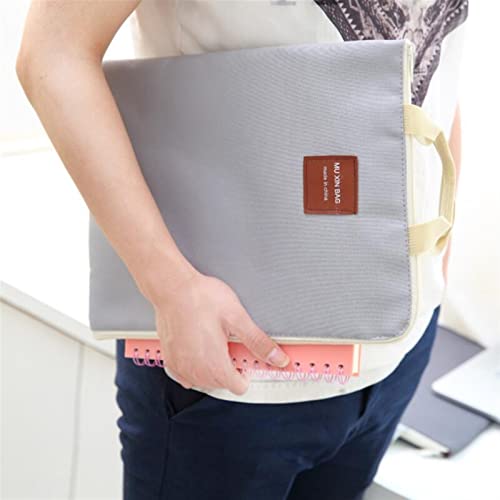 Document Bag Large Canvas A4 File Folder Document Bag Business Briefcase Paper Storage Organizer Bag Stationery School Office Supplies Document Holder (Color : Gray)