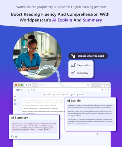 PenPower WorldPenScan Go - Translation Pen with Scanning, Reading, Audio Recording, Live Interpretation, and AI Reading Buddy for Kids