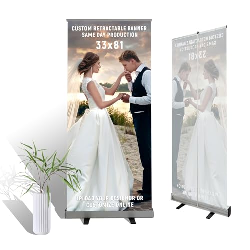 Sunwes Custom Replacement Banner Print ONLY (NO STAND), 33"x81" Personalized Retractable Banner Insert, Waterproof Roll Up Sign for Trade Shows & Events, High-Definition Poster Replacement