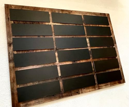 Classy Menu Chalkboard System in 48" x 34” Genuine Reclaimed/Barn Wood Frame. 18 Peel-and-Stick REPOSITIONABLE Black Boards. Menus, Lists. Restaurants, Office, Homes. for Regular and Liquid Chalk.