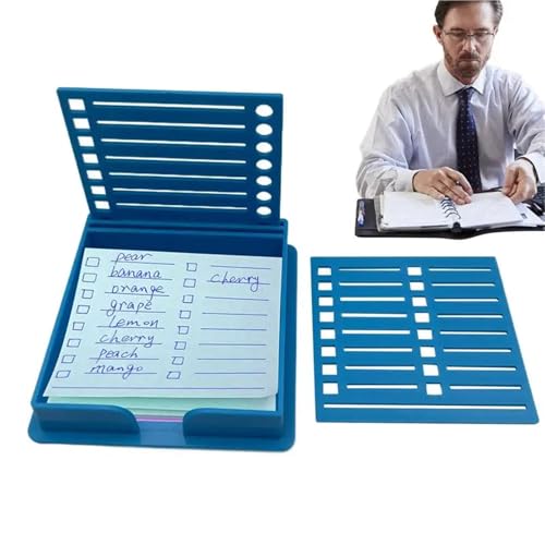 Nuqsx 5Sets Sticky Note Holder Versatile Desk Stencil Double Insert Template Storage Box Organizer Dispenser For Home Office Desk(Blue)