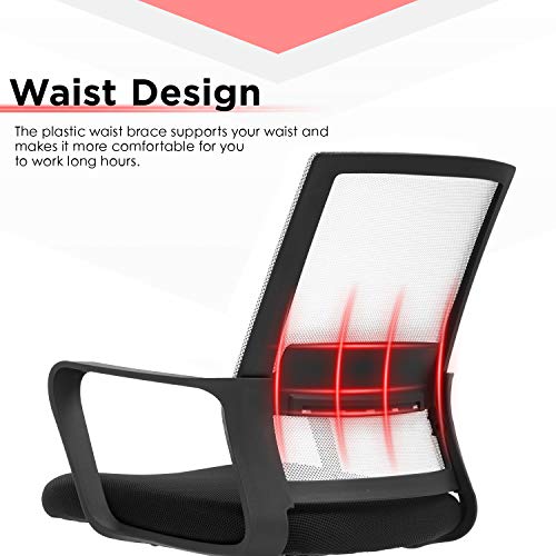 Drafting Chair Tall Office Chair Mesh Ergonomic Mid-Back Desk Chair with Adjustable Foot Ring for Executive Computer Standing Desk (White)
