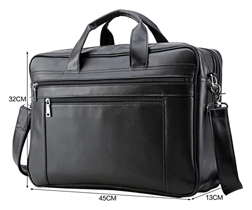 Men Expandable 17inch Laptop Bag Vintage Leather Office Handbag Large Satchel Messenger Shoulder Crossbody
