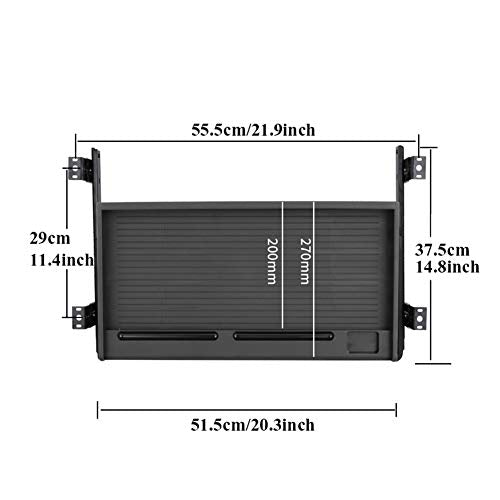 ACXZ Ergonomic Sliding Keyboard Tray, Adjustable Height Keyboard Drawer Platforms Under Desk, Black/White, with Pen Slot, Square, ABS Environmental Material