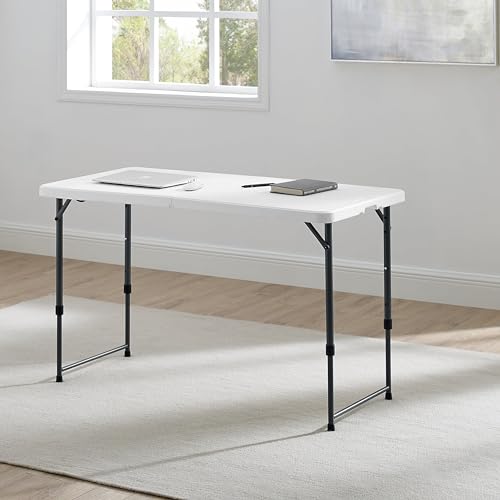 BIETHNC White 4Ft Adjustable Height Centerfold Folding Utility Table