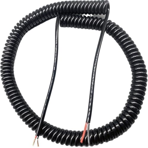 2 Core Coiled Power Cord, Spiral Extension Cable 1.5mm Square, Stretch