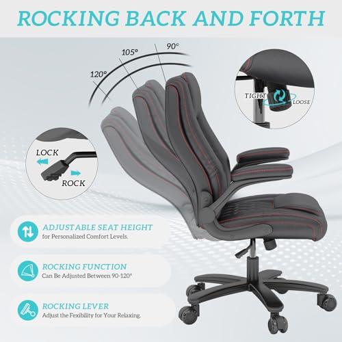 GYI High Back Executive Office Desk Chair, Leather Computer Chair, Black