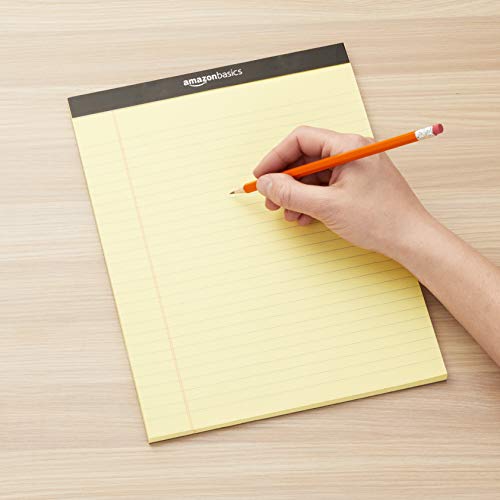 Amazon Basics Legal/Wide Ruled 8.5 x 11.75 inch Legal Pad, Canary, 72 Count (Pack of 12), 50 sheets per pad, 6 packs per carton