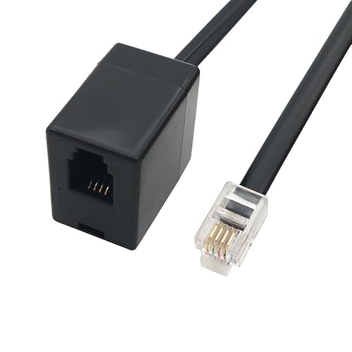 Coorle One Way Telephone Splitters RJ9 Male to Female Cable 4P4C Telephone/LAN Wall Adaptor Separator Black for Landline 10-Pack (4P4C)