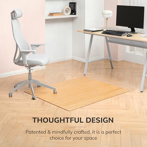Anji Mountain 48" x 43" Bamboo Office Chair Mat for Carpet & Hardwood Floor