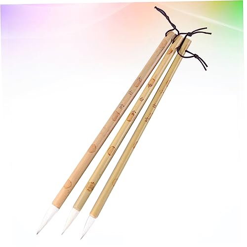 Chinese caligraphy brush, 3 Pcs Writing Brush Painting Chinese Calligraphy Brush Calligraphy Practice Brush Chinese Brush Festival Weasel Hair Brush Soft Wolf Medium and Small Writing Pen Wooden Stude