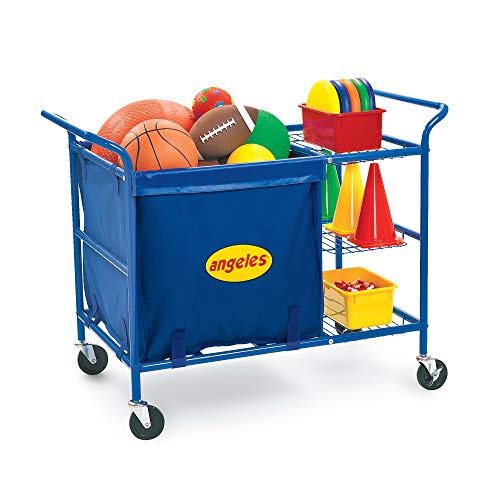 Angeles Mobile Ball Storage Cart, Sports Equipment Organizer for Preschools and Elementary Schools, Ball Cart with Wheels