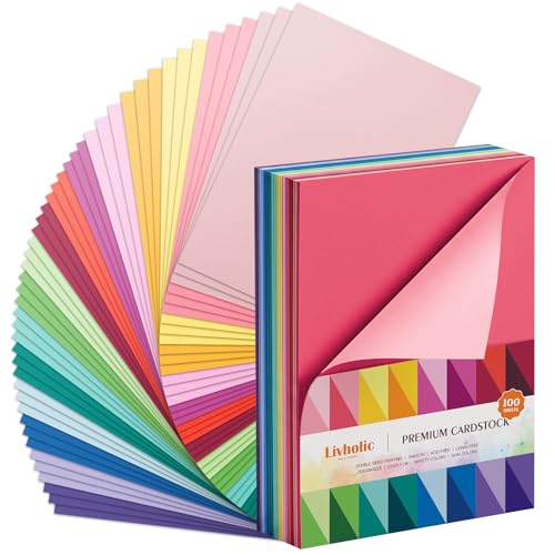 Livholic Colored Cardstock 80 lb Heavy Weight Two Tone Paper 100 Sheets