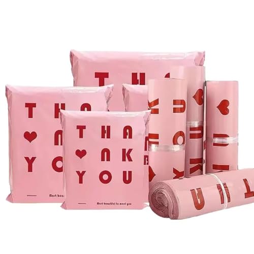 YINUK 20pcs Pink Plastic Courier Bag Thank You Packing Bag Thickened Garment Waterproof Mailing Bag Self Sealing Envelope Bag(55x65cm 20pcs)