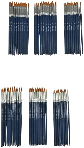 Sax True Flow Golden Synthetic Taklon Paint Brushes, Assorted Sizes, Set of 108
