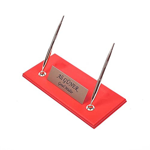 MOOGCO Red Leather Desk Set - Desk Pad - Note Paper Holder -Pen Holder - Leather Coaster -Desk Accessories- Desk Organizer - Office Desk Accessories - Desktop Storage,RED (10PCS-DOUBLETRAY)