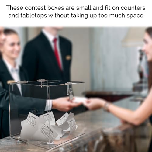 10 Inch Locking Ballot Box Clear Acrylic Square Cube Top Locking See Through Countertop Contests Entry or Contest Collection Bin by Marketing Holders