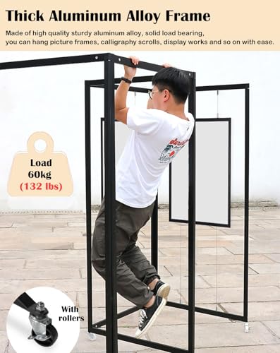 Innovz Advertising Poster Display Rack with Wheel & Base, Aluminum Bulletin Display Boards Room Divider, Freestanding Exhibition Board Screen for Booth Works Show(1pc,80x180cm(31 1/2" x70 7/8"))