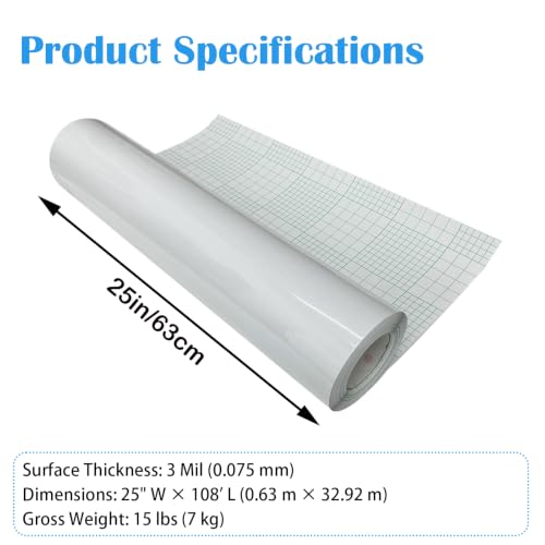 DINENOVATE 3Mil Ultra Clear Cold Laminating Film Glossy 25In x 108Ft