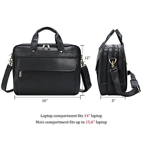 Polare Napa Leather 16" Business Briefcase Laptop Messenger Bag for Men