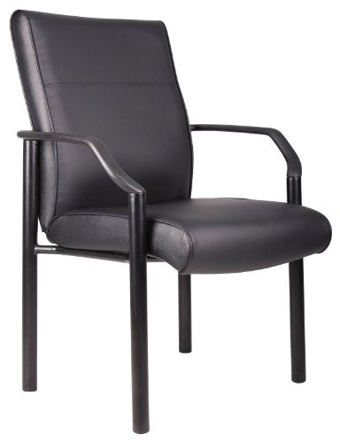 Boss Office Products B689 Mid Back LeatherPlus Guest Chair in Black, 250 lbs