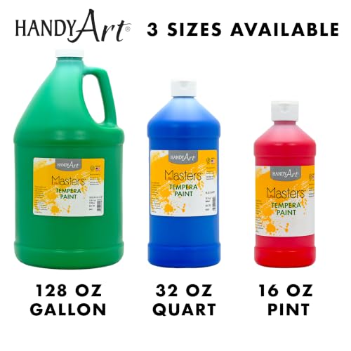 Handy Art Little Masters Tempera Paint, 16 oz Bottles, 6 Primary Colors