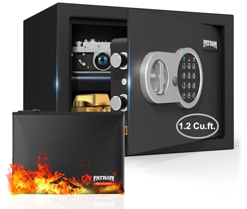 [ 1.2 Cu.ft. ]PATRON Fireproof Safe for Home,Digital Security Home Cabinet Safes for Money Cash Documents,Safe Box with Electronic Keypad,Removable Shelf for Office Business 1.2 Cu.ft.