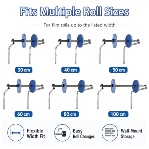 RKXKJ Bubble Wrap Dispenser & Holder, Manual Foam Wrap Roll Dispenser, with Centering Discs, Strong Load-Bearing Capacity, Tool-Free Roll Replacement, for Warehouse Shipping, Packing 100cm