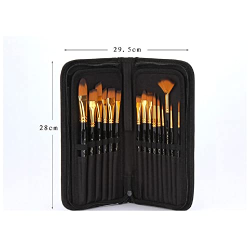 UOHLCX HBJWOV 15 Paint Brush with Canvas Bag Watercolor Acrylic Painting Brush Artwork Craft Long Wooden Handle
