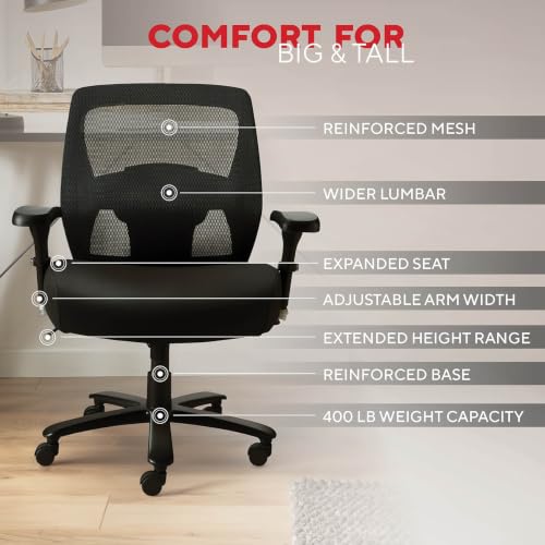 Staples Driscott Mesh Big and Tall Chair, Black