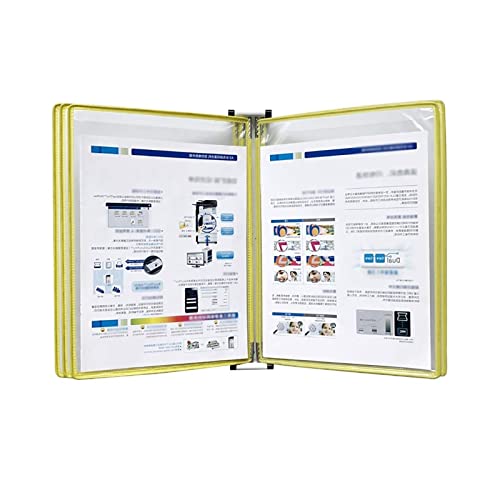 GFSGHZZ Wall Mount Catalog Display Rack - Wall Mount Reference and Display System, with 10 Display Pockets Wall Mount Reference System, 20 Sheet Capacity Universal Pockets, A4 Size,Yellow