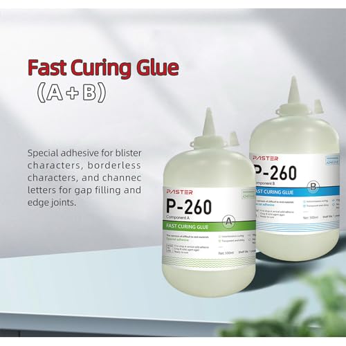 US Stock P-260AB Fast Curing Glue Professional Grade AB Super Glue Fast Curing Adhesive AB Metal to Metal Glue for Channel Letter, Sign Characters Field, Plastics Rubbers, Wood (500+500 ml)