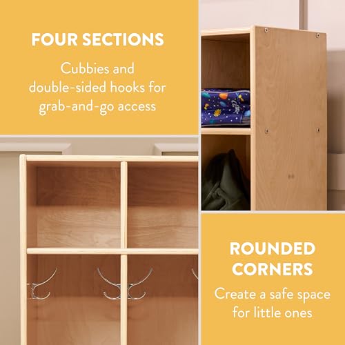 Back2School Express Sleekline 4-Section Toddler Coat Locker, Natural