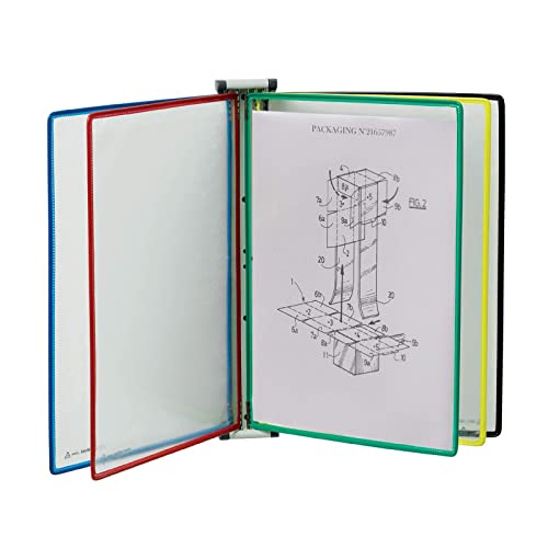 NUHSLF Wall Mount Reference Organizer - Catalog Display Rack, Wall Mount Reference and Display System, with 5 A4 Paper Size Pockets, Adjustable Desk Reference Organizer, Easy to
