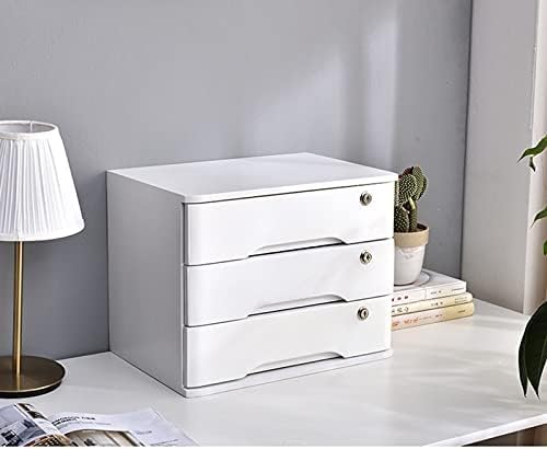 GFSGHZZ Lockable Desktop Storage Box - Wooden A4 Nizer for Office Supplies Flat File Cabinet with Drawers for Receipts & Documents Elegant Desktop Nizer Solution,D-3 Drawers