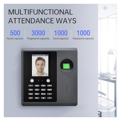 Biometric Time Clock Attendance Machine for Employees Support 3000pcs Fingerprint/1000pcs Password/1000pcs ID Card/500pcs with Multi-Language