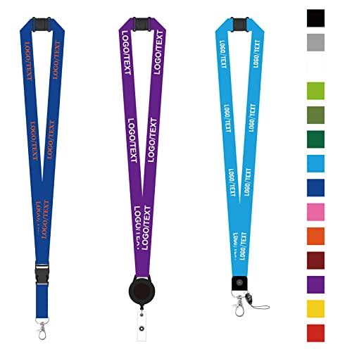 CTZD 50 Pack Customized Safety Breakaway Badge Lanyards Custom Neck Strap Print Your Name Text Logo Image Slogan for Office Company School Event