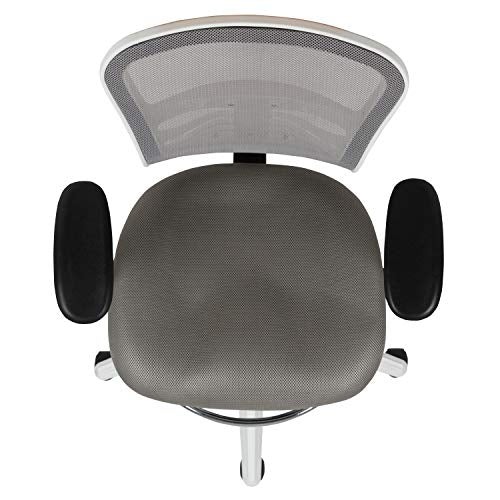 BizChair Mid-Back Gray Mesh/White Frame Adjustable Ergonomic Drafting Chair, Task Chair