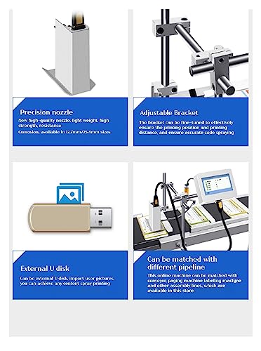 NUHSLF Portable Inkjet Coder, Online Printer Small Smart Assembly Line Printer Bag Bottle Cap Portable Inkjet Printer, Not Fading