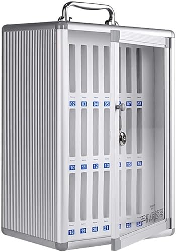 Pocket Chart Cell Phones Storage Cabinet, Alloy Clear Cell Phones Storage Cabinet for Office Classroom The Phone Lock Box Cell Phone Holder (Color : Silver, Size : 12)-1