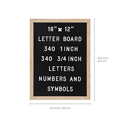 TrendArti Felt Letter Board - 680 Letters, Numbers & Symbols, 16 x 12 inch, Changeable Message Board for Notes & Announcements, Wood Frame, 2 Storage Bags, Light Brown Frame