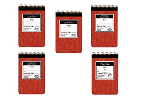 Gold Fibre Retro Wirebound Writing Pads, Medium/College Rule, Red Cover, 80 White 5 x 8 Sheets