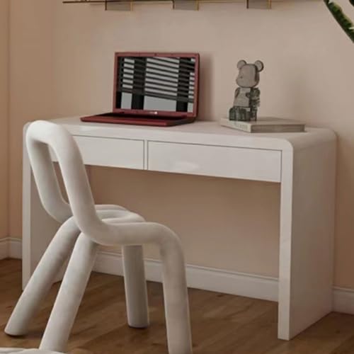 CAOJLjiaxiang-2012 Home Office Desk Home Writing Desk Bedroom Makeup Table White Desk Modern Minimalist Dressing Table with Double Drawers Pc Table Work Study Desk(60X50X75CM)