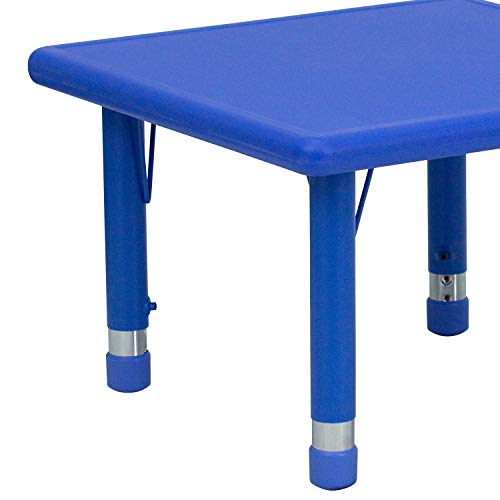 BizChair 24" Square Blue Plastic Height Adjustable Activity Table