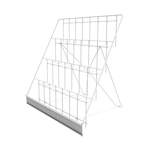 FixtureDisplays® 4-Tiered 18" Wire Display Rack Literature Brochure Magazine Stand Book Tabletop Rack, 2.5" Deep Open Shelves 11936-2WHITE