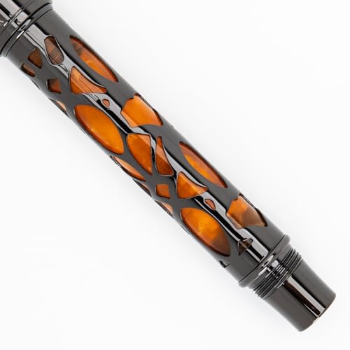 Conklin Endura Deco Crest Fountain Pen in Orange with Rose Gold Accents – Medium Nib, Refillable Luxury Writing Instrument