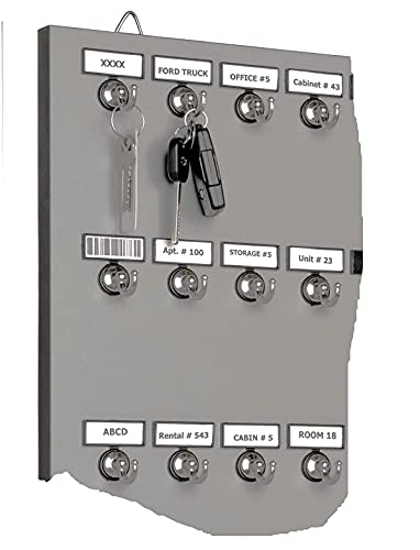 Stand Company Key Rack, Key Holder 55MGN with 55 Bolted Metal Hooks with Extra Space and Customize Nameplate (60 Sets of Tag and Ring Included), Made in USA