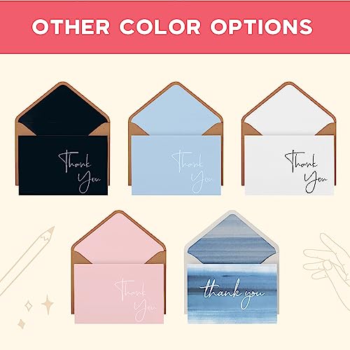 VNS Creations Thank You Cards With Envelopes - 100 Pack 4 x 6 - Navy Blue